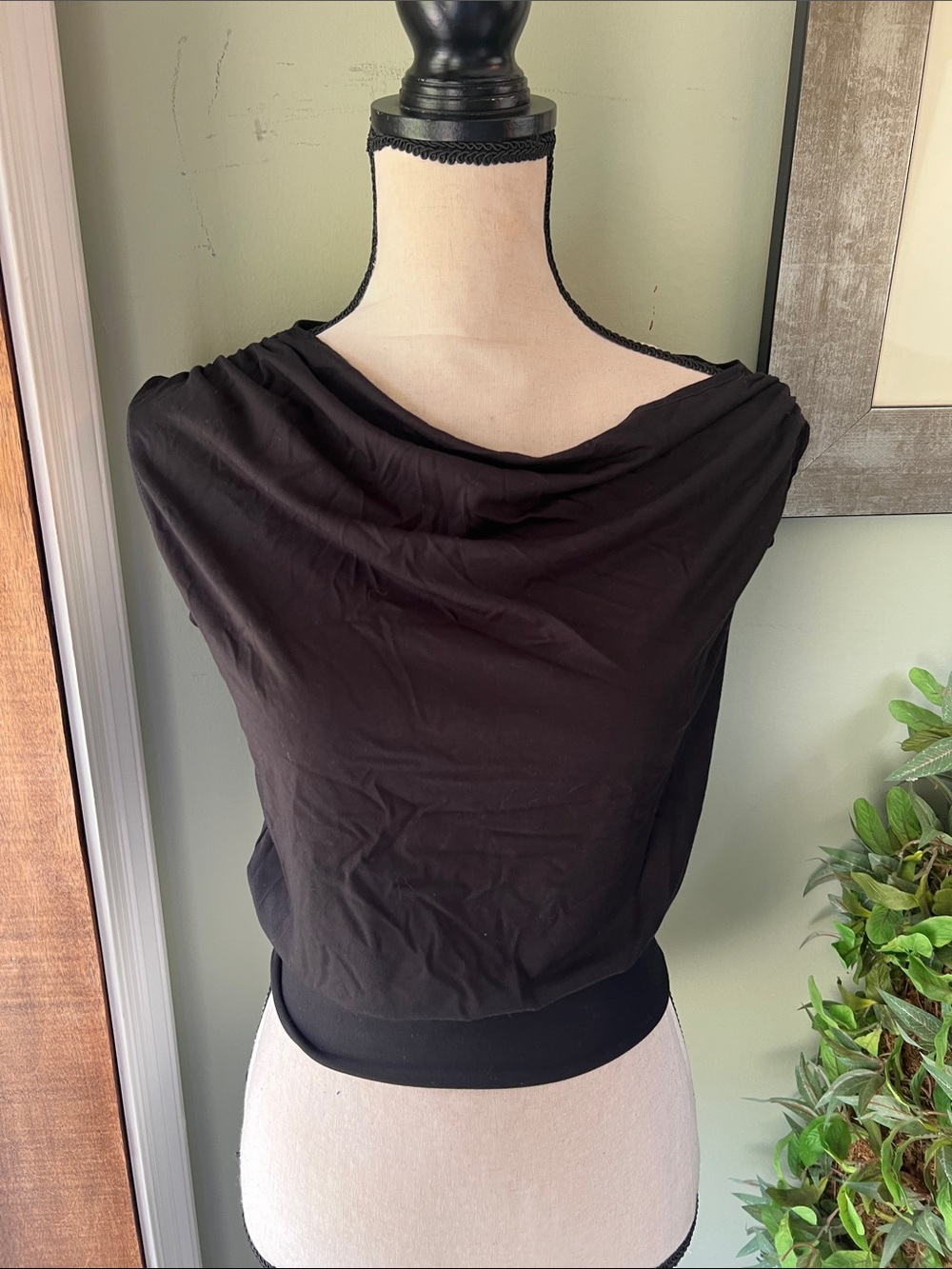 See You Monday Black Cowl Neck Tank Top
